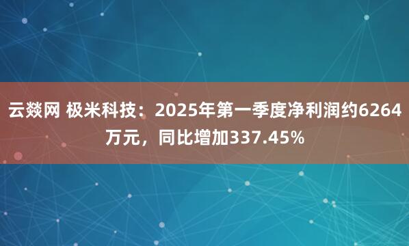 云燚网 极米科技：2025年第一季度净利润约6264万元，同比增加337.45%